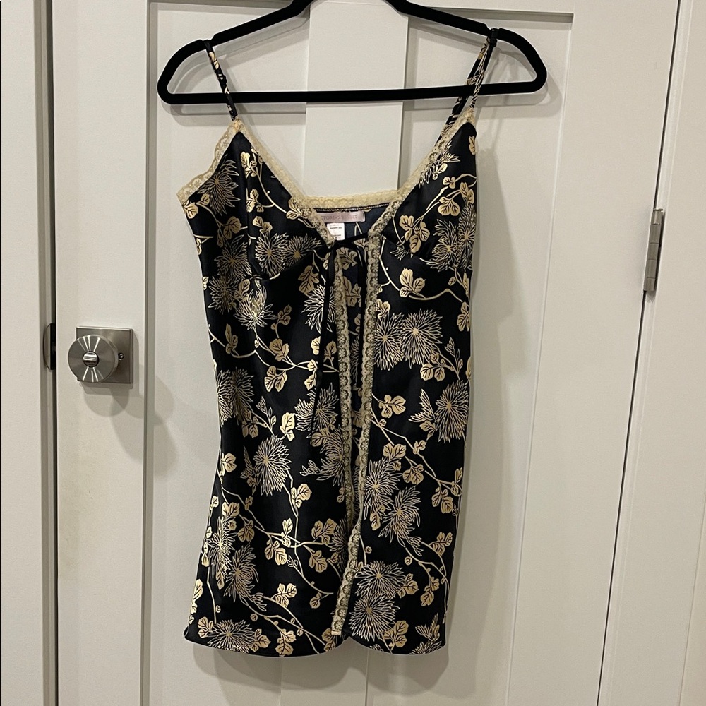 Victoria's Secret Black and Gold Lace Trim Dress
